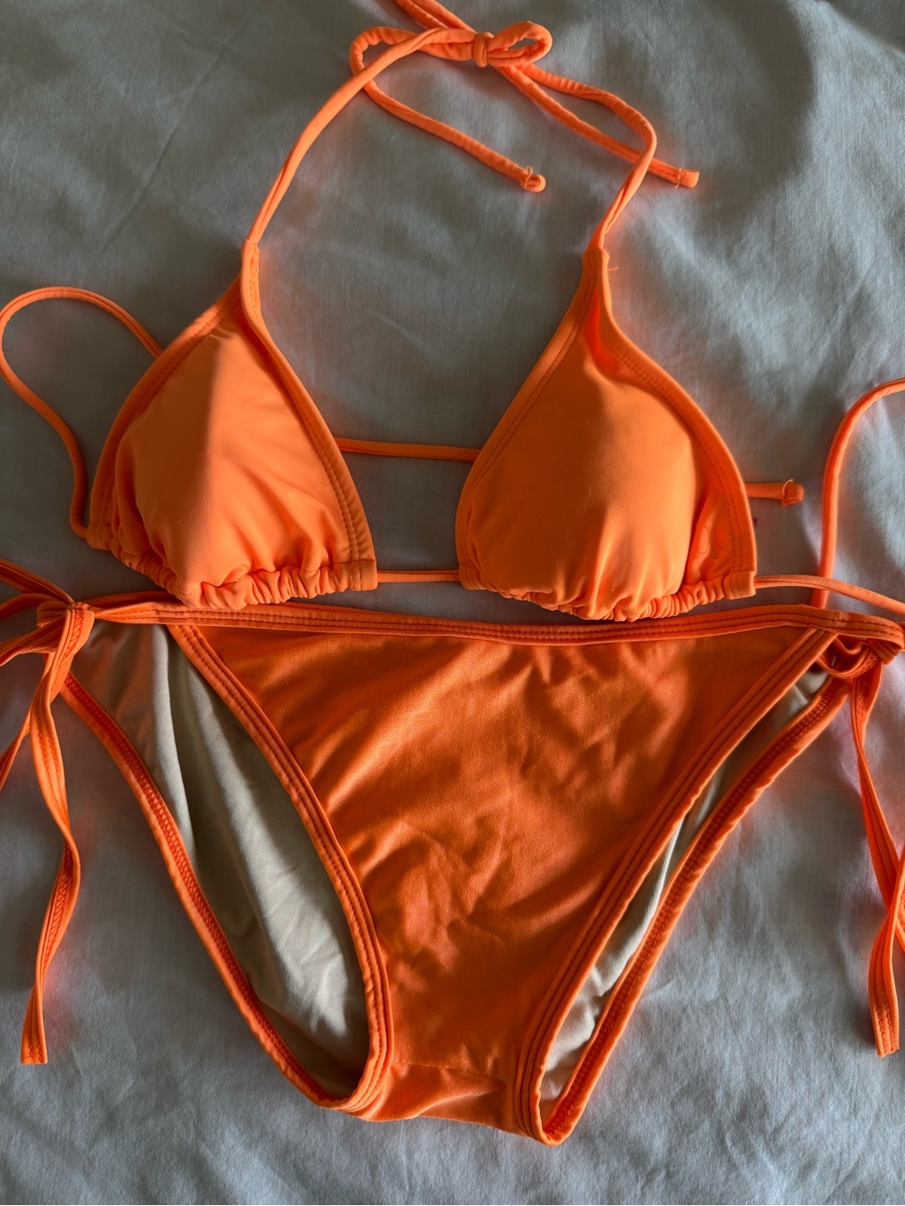 OP - Cloris Bright Orange Tie-Side Triangle Bikini Large